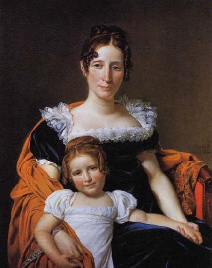 Jacques-Louis  David Portrait of the Comtesse Vilain XIIII and her Daughter oil painting picture